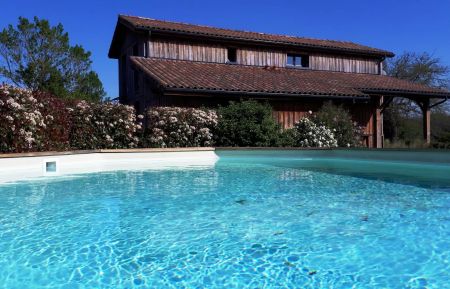 Façade Ouest : vue sur piscine hors-sol Gîte n°20110 Saint-Julien-d'Armagnac - Landes - Façade Ouest : vue sur piscine hors-sol